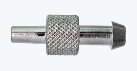 A1284 Male Luer to .272" OD Barb (3/8" round body,knurled) Plated Brass Luer to Tube Barb S4J Manufacturing